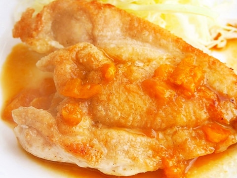 むね肉ステーキ!温州みかんソースをかけて